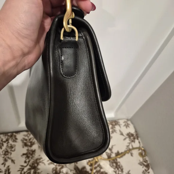 Vintage COACH Court Bag Old Coach Hand Bag Shoulder Bag Black Leather - Picture 7 of 17